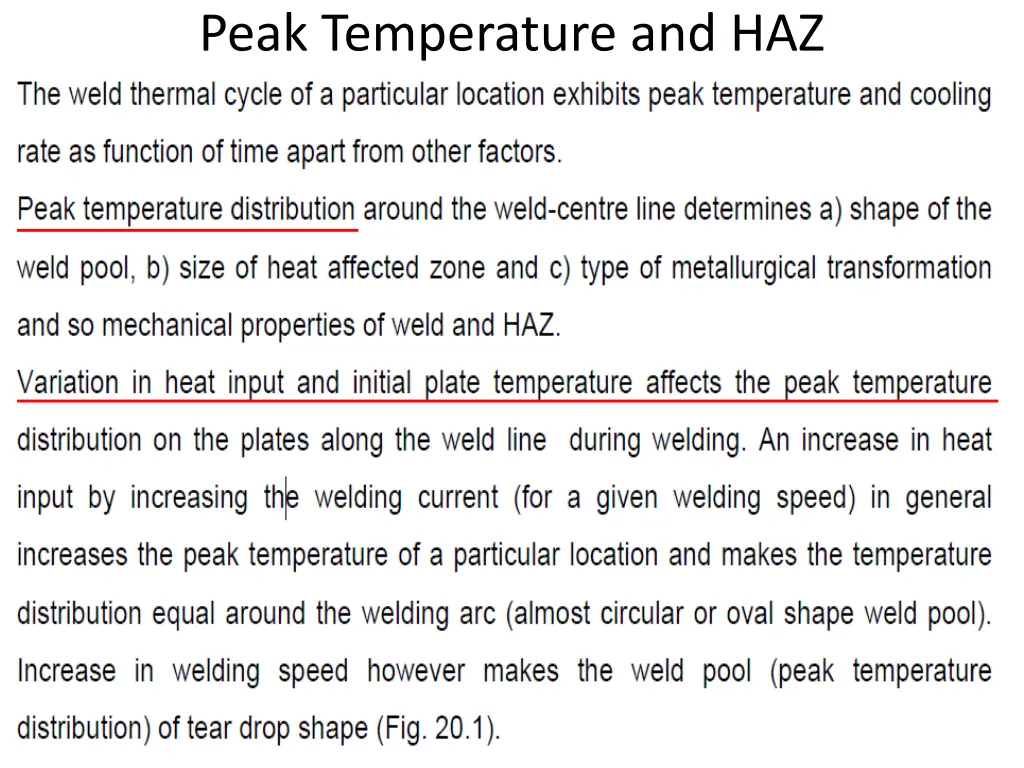 peak temperature and haz
