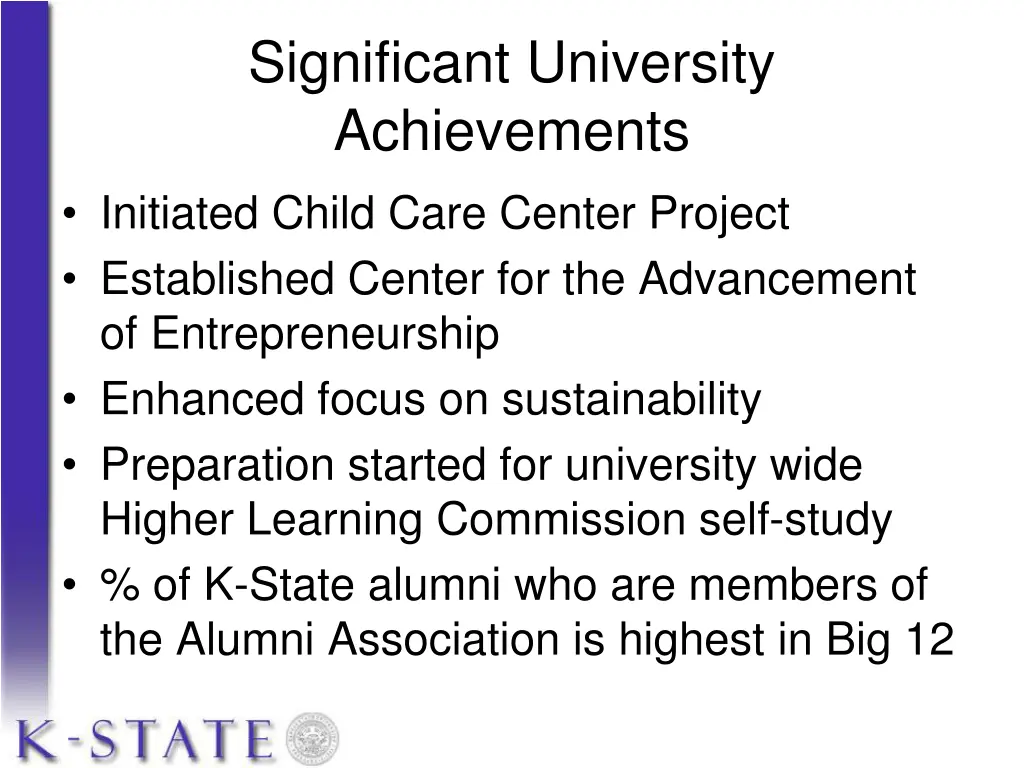 significant university achievements initiated