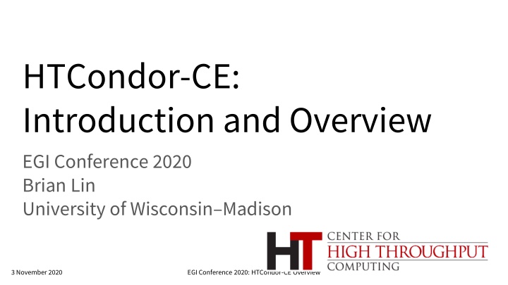 htcondor ce introduction and overview