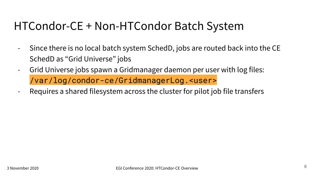 htcondor ce non htcondor batch system