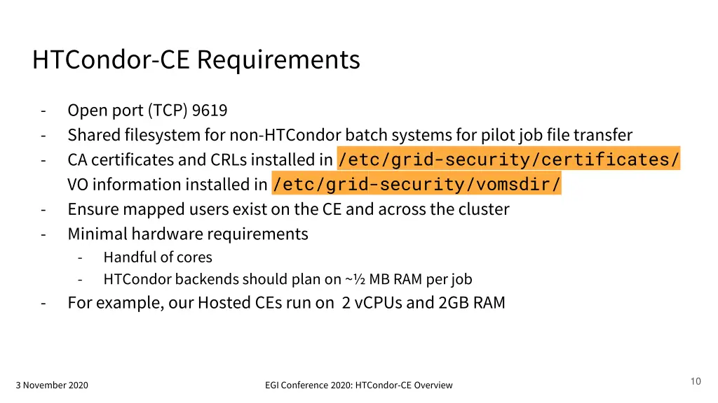 htcondor ce requirements