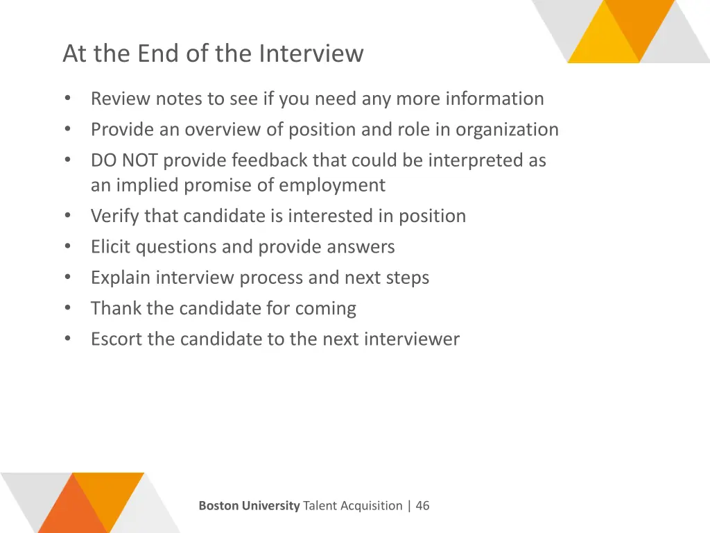 at the end of the interview