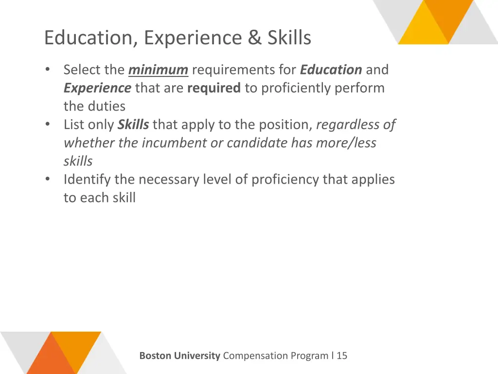 education experience skills