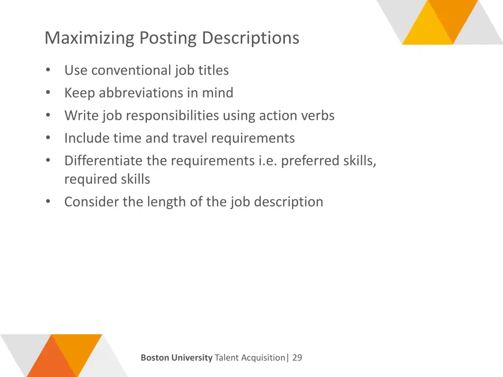 maximizing posting descriptions
