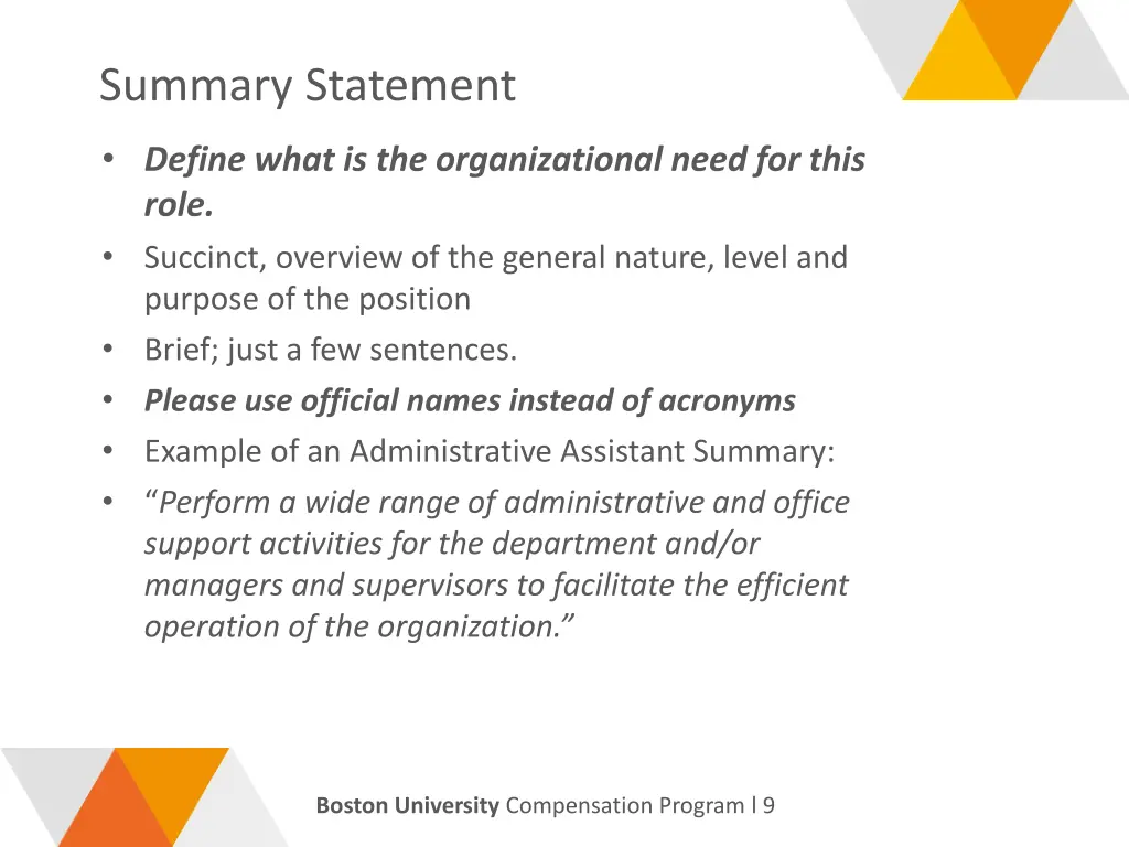 summary statement
