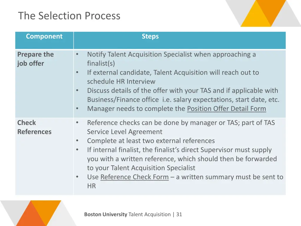 the selection process
