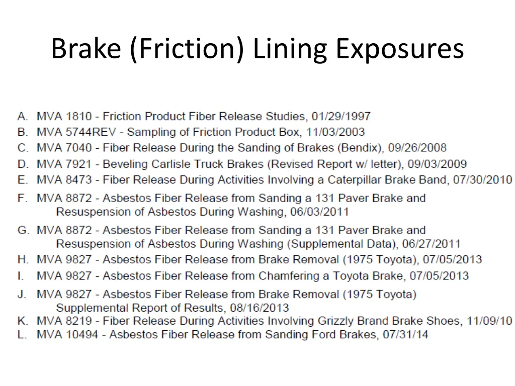 brake friction lining exposures 4
