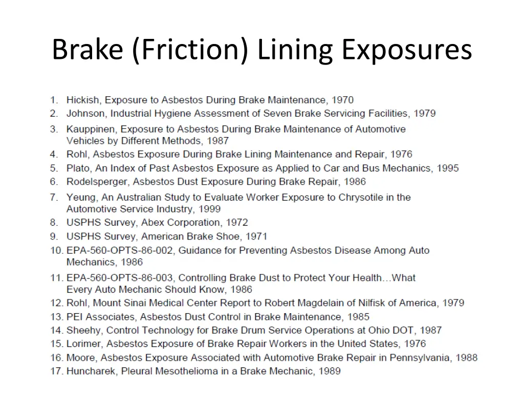 brake friction lining exposures 5