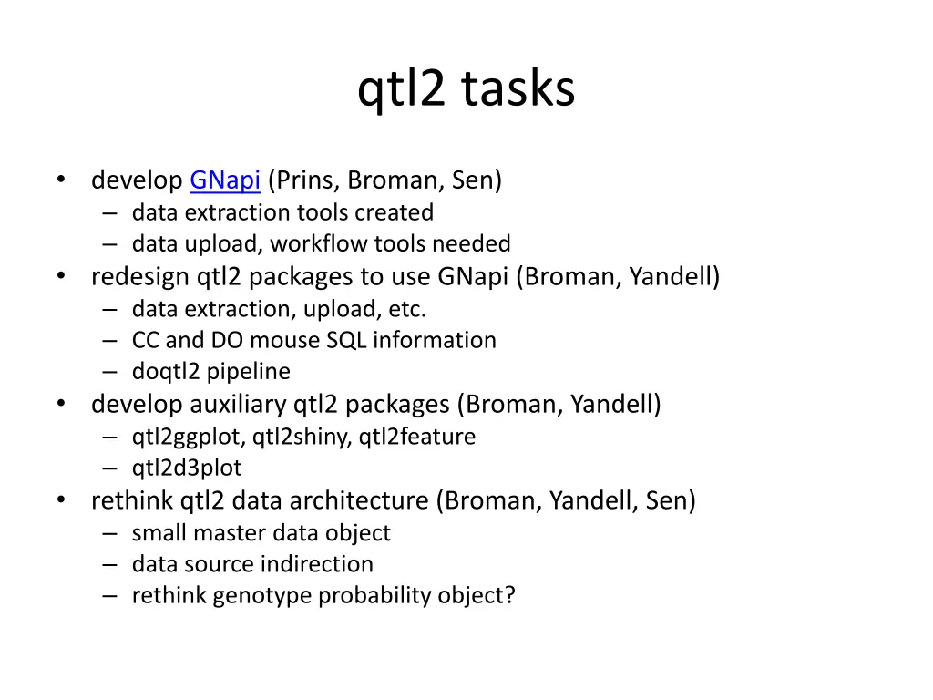 qtl2 tasks