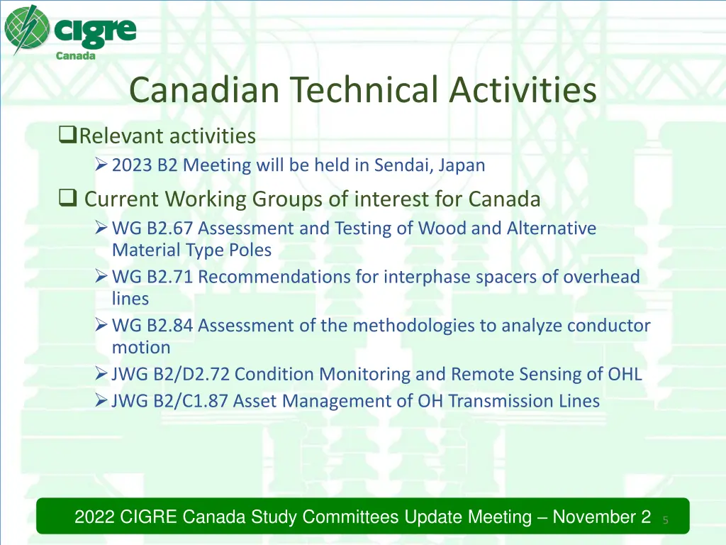 canadian technical activities relevant activities