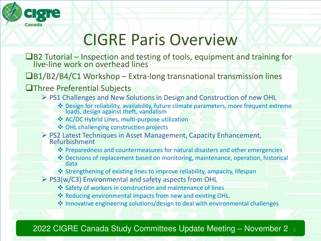 cigre paris overview b2 tutorial inspection