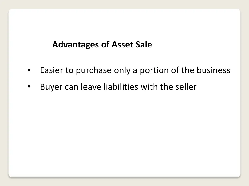 advantages of asset sale 1