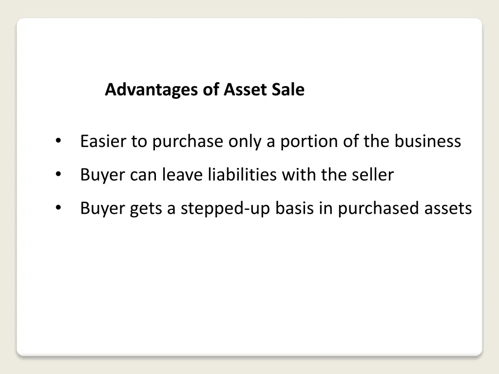 advantages of asset sale 2