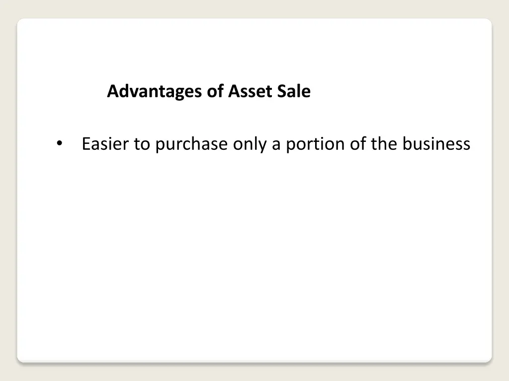 advantages of asset sale