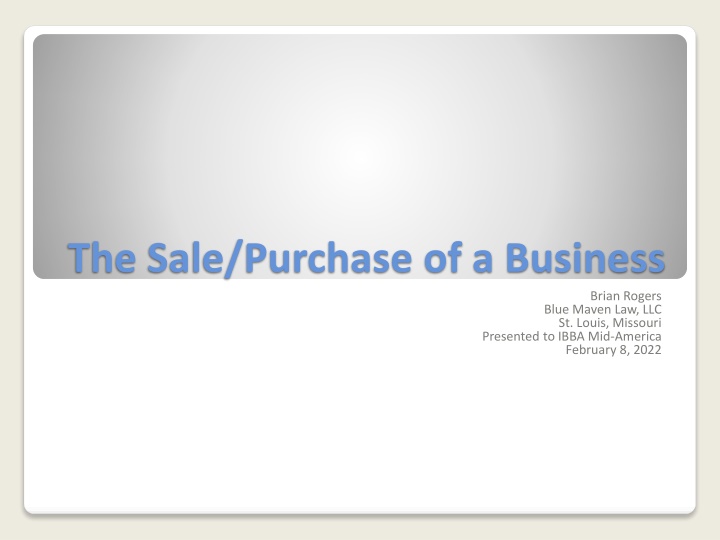 the sale purchase of a business