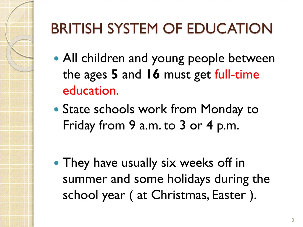 british system of education