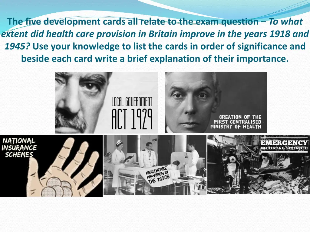 the five development cards all relate to the exam