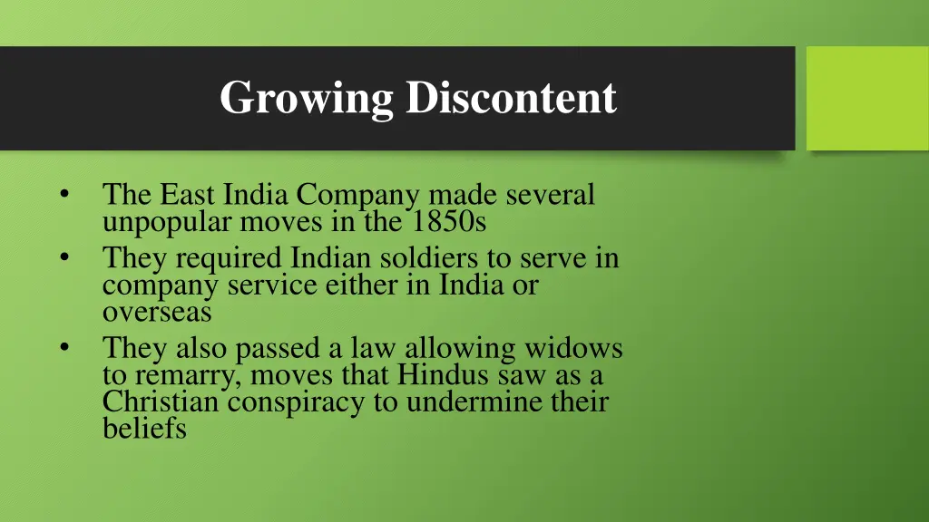 growing discontent