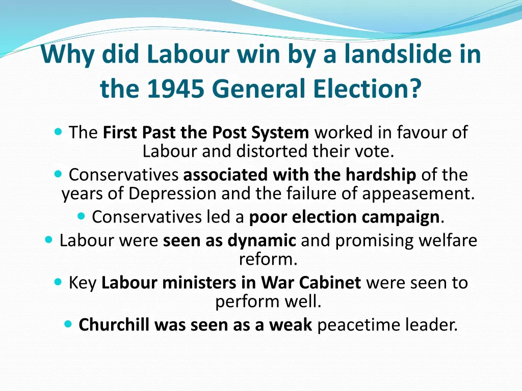 why did labour win by a landslide in the 1945
