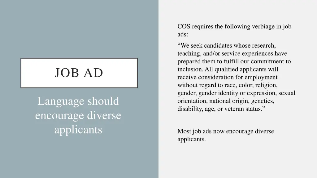 cos requires the following verbiage in job ads