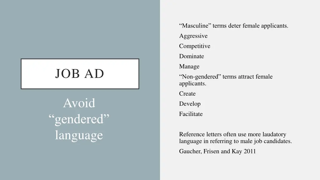 masculine terms deter female applicants
