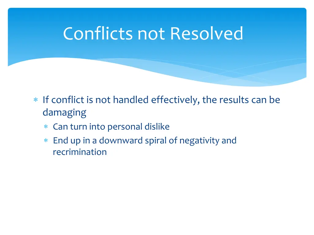 conflicts not resolved