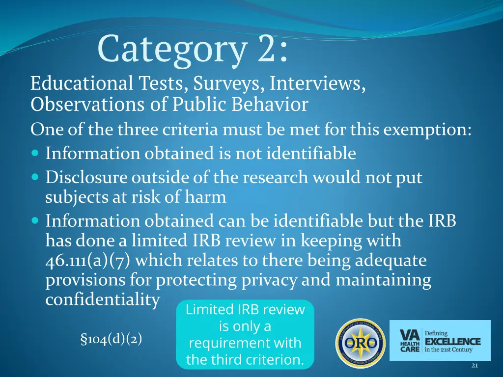 category 2 educational tests surveys interviews
