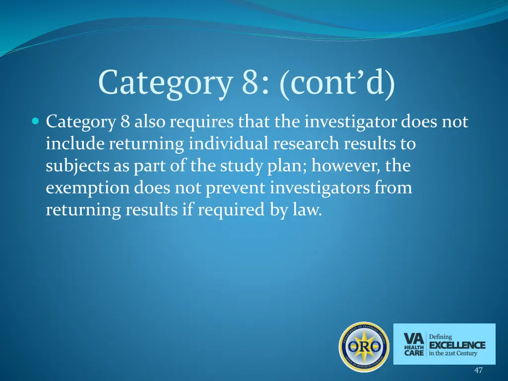 category 8 cont d