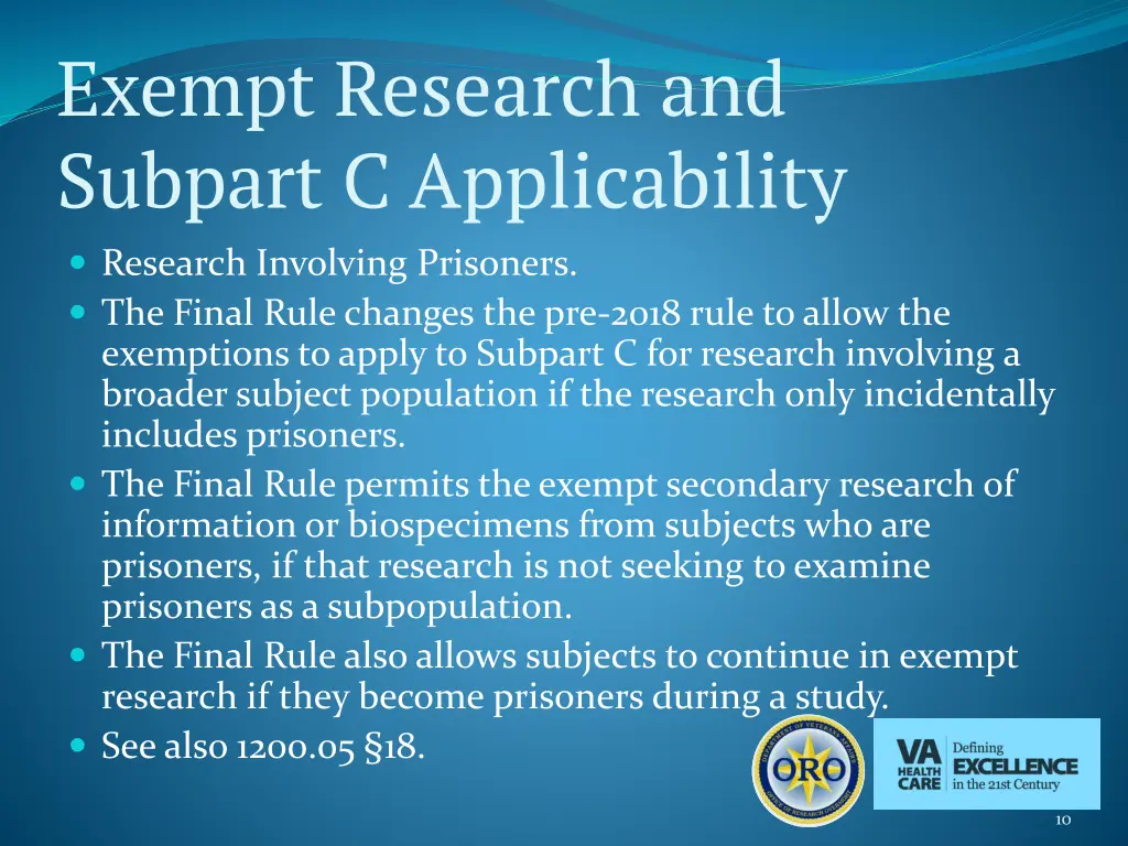 exempt research and subpart c applicability