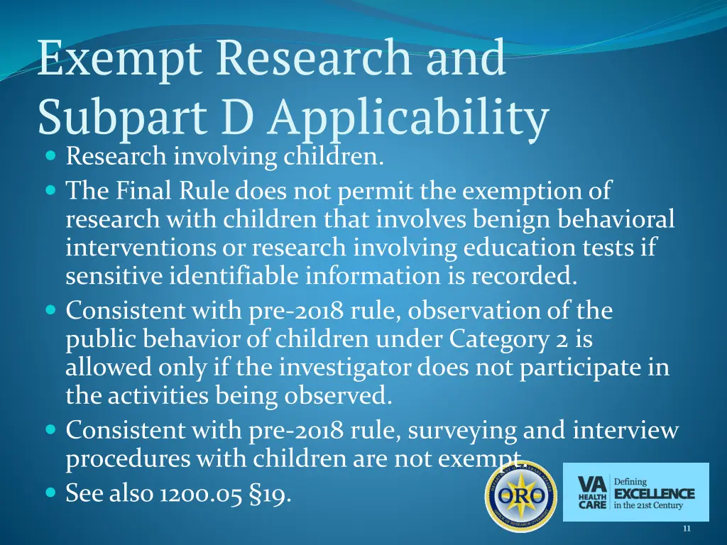 exempt research and subpart d applicability