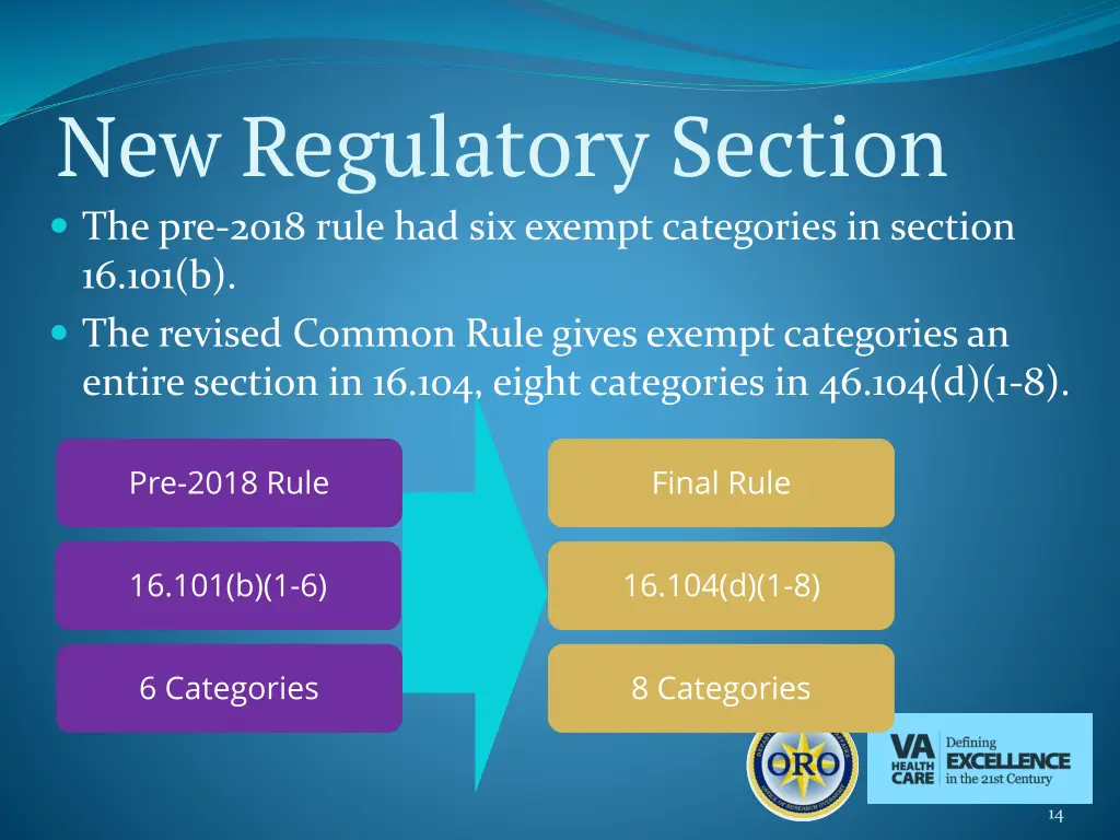 new regulatory section the pre 2018 rule