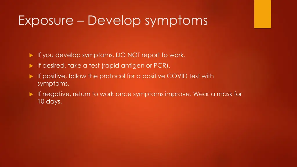 exposure develop symptoms