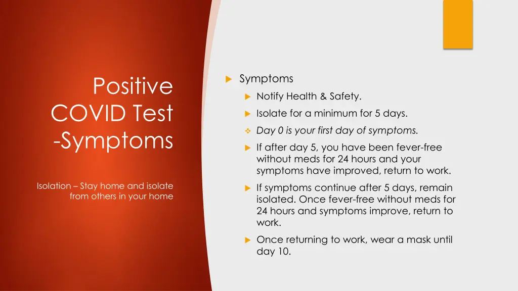 positive covid test symptoms