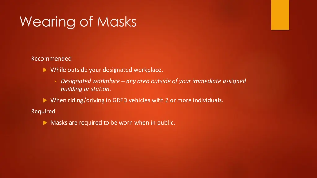 wearing of masks