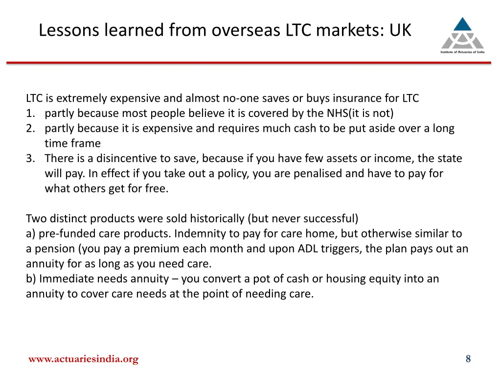 lessons learned from overseas ltc markets uk