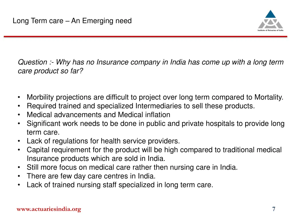 long term care an emerging need