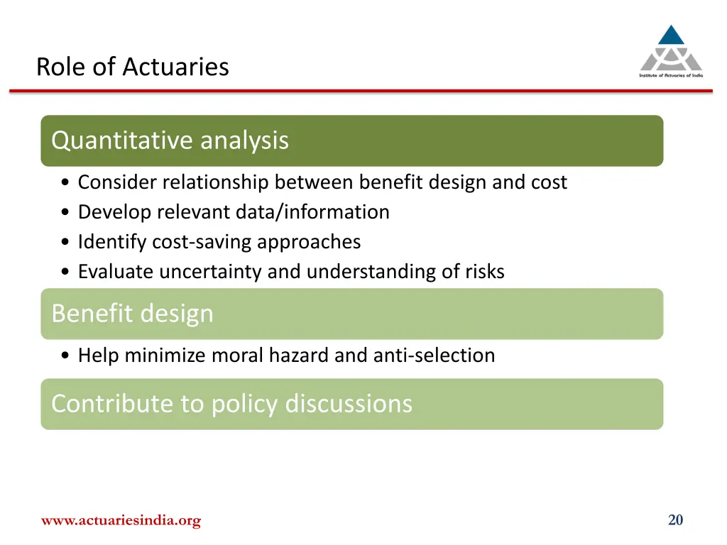 role of actuaries