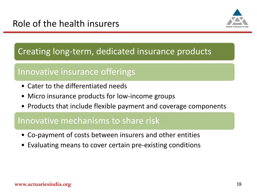 role of the health insurers