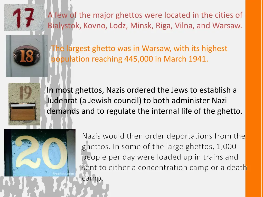 a few of the major ghettos were located