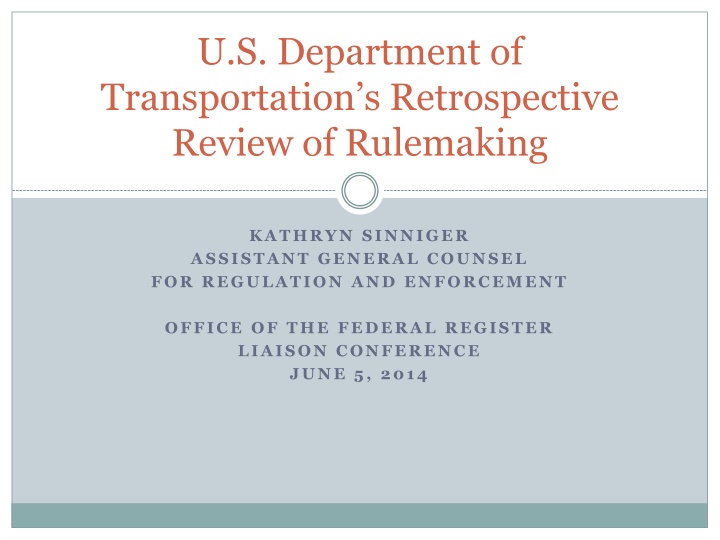 u s department of transportation s retrospective