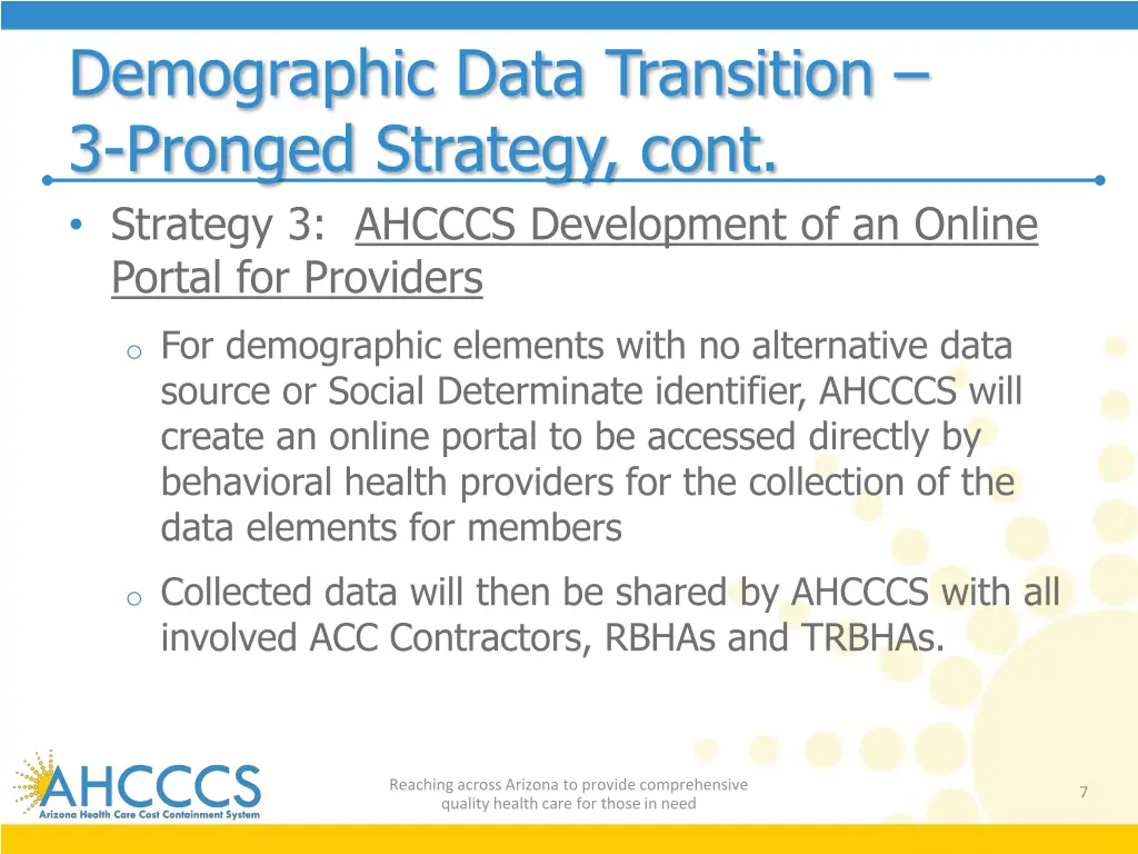 demographic data transition 3 pronged strategy 3
