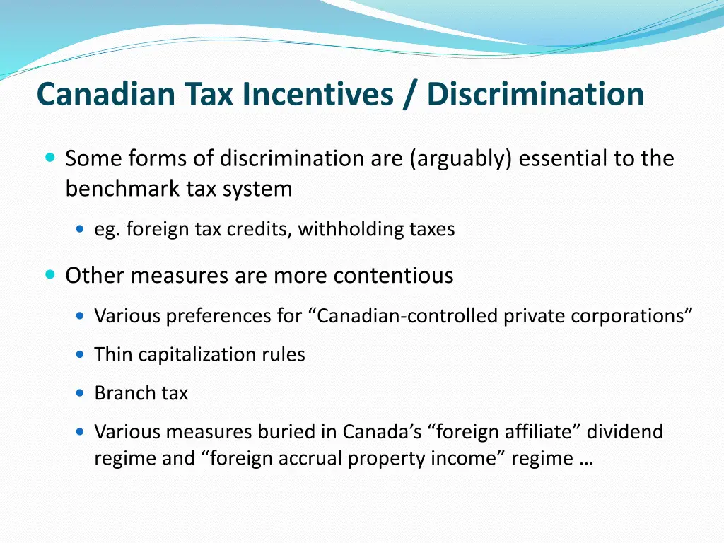 canadian tax incentives discrimination