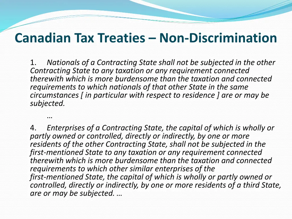 canadian tax treaties non discrimination