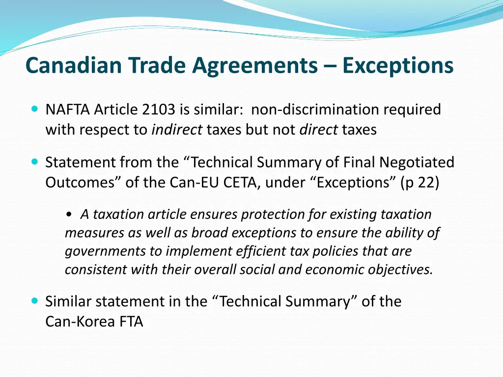canadian trade agreements exceptions 1