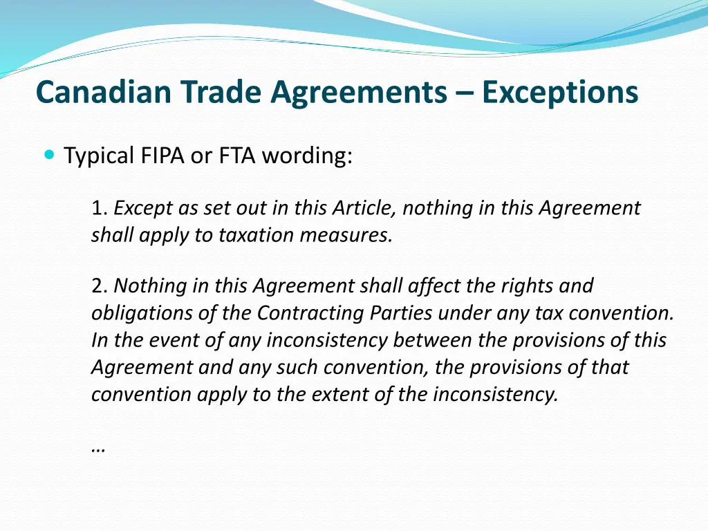 canadian trade agreements exceptions