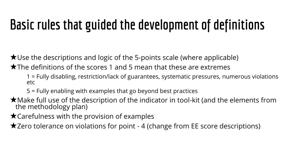 basic rules that guided the development