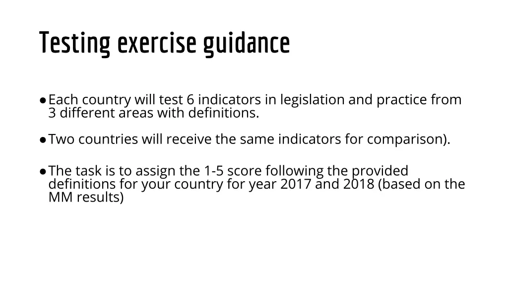 testing exercise guidance