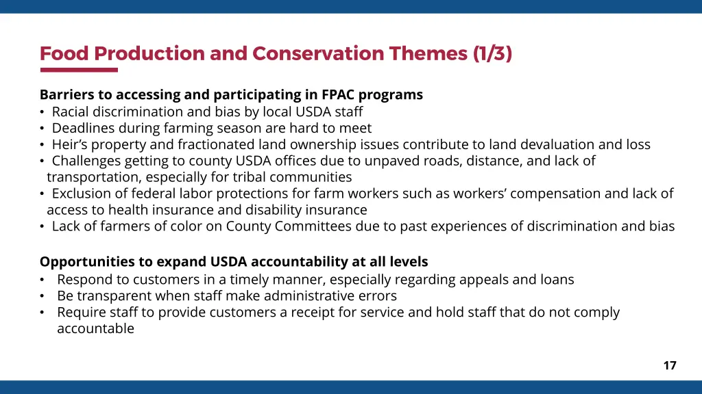 food production and conservation themes 1 3