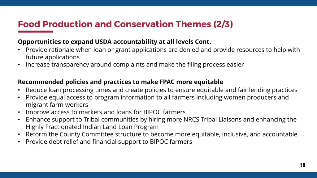 food production and conservation themes 2 3