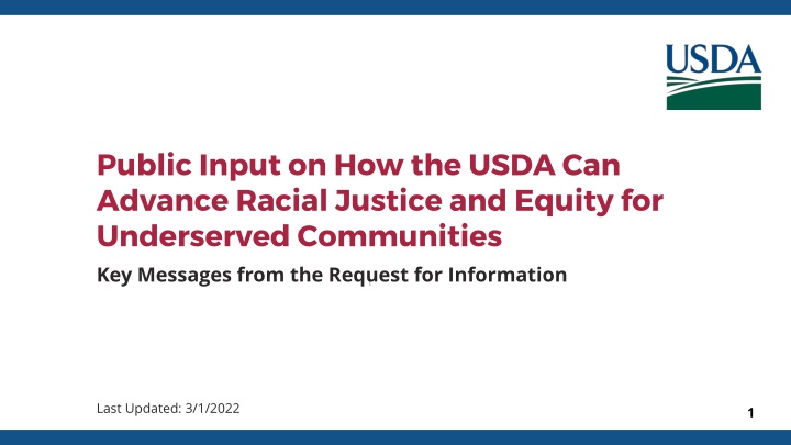 public input on how the usda can advance racial